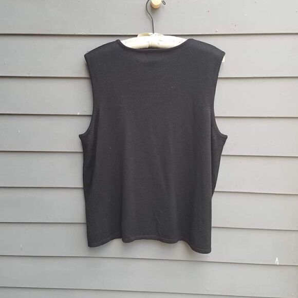 Alfred Dunner Shell with Sequins XL - Acrylic and Wool - Black - Picture 2 of 3